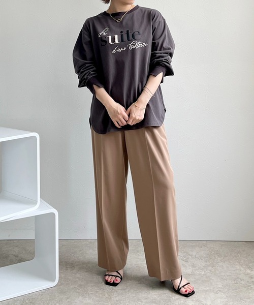 LHELBIE(レルビエ)の「パール+発泡プリントロゴロンT(Tシャツ/カットソー・レディース・オフホワイト/ピンク/ブルーグレー/チャコールグレー・M)」の5枚目の写真