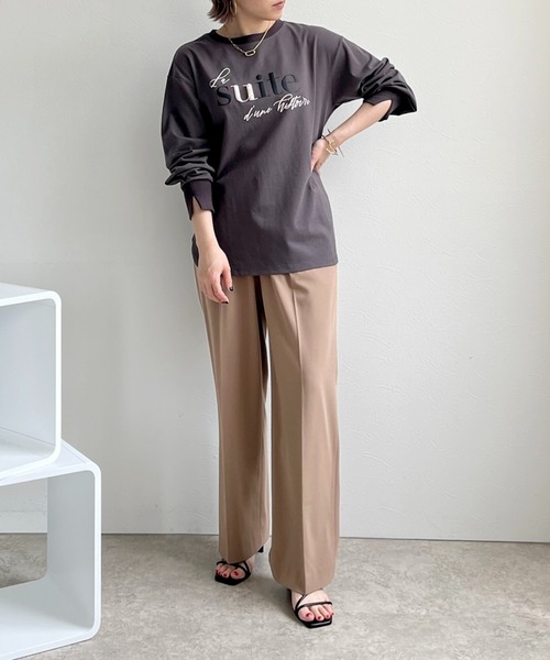 LHELBIE(レルビエ)の「パール+発泡プリントロゴロンT(Tシャツ/カットソー・レディース・オフホワイト/ピンク/ブルーグレー/チャコールグレー・M)」の9枚目の写真