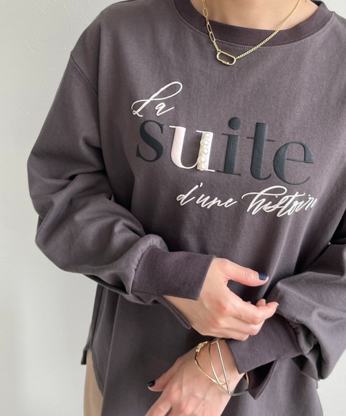 LHELBIE(レルビエ)の「パール+発泡プリントロゴロンT(Tシャツ/カットソー・レディース・オフホワイト/ピンク/ブルーグレー/チャコールグレー・M)」の16枚目の写真