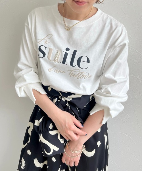 LHELBIE(レルビエ)の「パール+発泡プリントロゴロンT(Tシャツ/カットソー・レディース・オフホワイト/ピンク/ブルーグレー/チャコールグレー・M)」の22枚目の写真