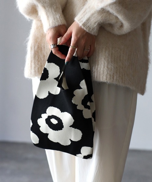 Riberry（リベリー）の「柄アソートミニニットバッグ（ハンドバッグ・レディース・ブラック系2/ブラック系1/ブラック系3/ホワイト/C/H/M/G/A/F/L/B/D/J/N/X/W/V・FREE）」の7枚目の写真