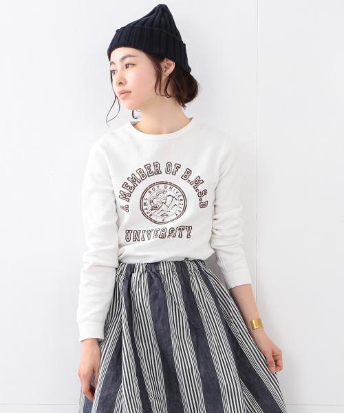 BEAMS BOY（ビームスボーイ）の「BEAMS BOY / サーマル カレッジプリント クルー（Tシャツ/カットソー・レディース・ホワイト/グレー/ネイビー・ONE SIZE）」の8枚目の写真