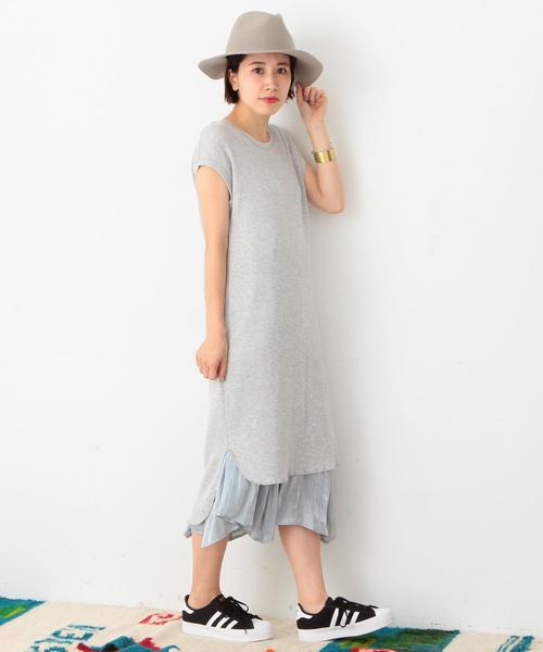 Another Edition（アナザーエディション）の「ワッフルノースリーブワンピース/ AEBC　COﾜｯﾌﾙ　NSLOP◆（ワンピース・レディース・ライトグレー/オリーブ・フリー）」の3枚目の写真