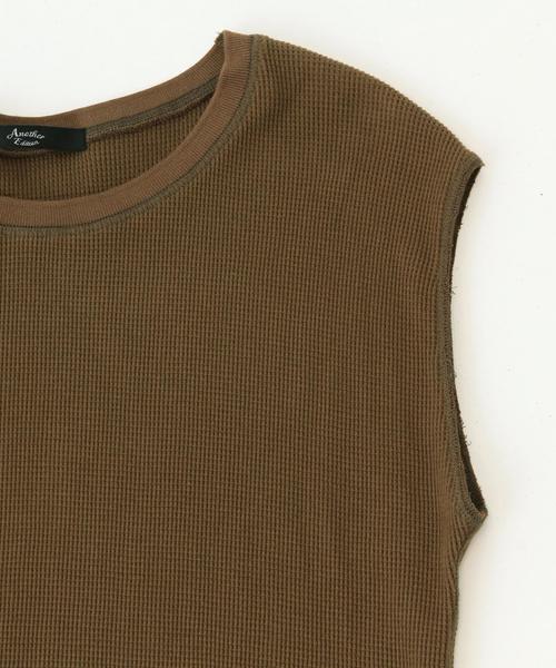 Another Edition（アナザーエディション）の「ワッフルノースリーブワンピース/ AEBC　COﾜｯﾌﾙ　NSLOP◆（ワンピース・レディース・ライトグレー/オリーブ・フリー）」の6枚目の写真