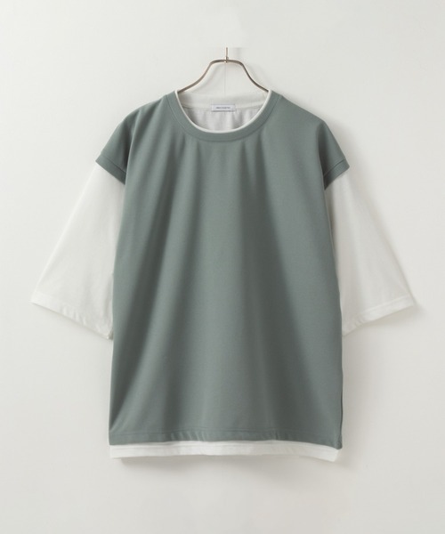 URBAN COLLECTION（アーバンコレクション）の「梨地フェイクベストレイヤードTシャツ（Tシャツ/カットソー・メンズ・ミント/ネイビー/ベージュ・XL/M/L）」の2枚目の写真