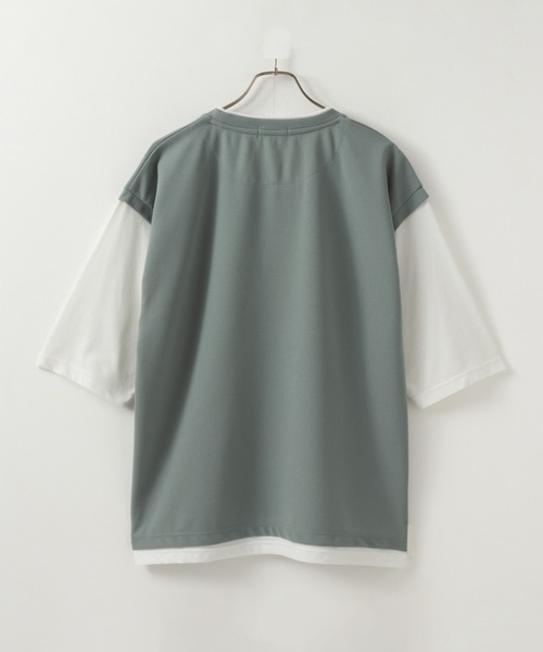 URBAN COLLECTION（アーバンコレクション）の「梨地フェイクベストレイヤードTシャツ（Tシャツ/カットソー・メンズ・ミント/ネイビー/ベージュ・XL/M/L）」の4枚目の写真