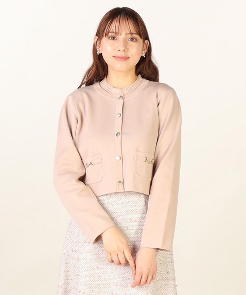 LAISSE PASSE（レッセパッセ）の「ニットジャケットアンサンブル（アンサンブル・レディース・ピンクベージュ/アイボリー/ブラック/ライトブルー/ベージュ/ブラック×ホワイト・MEDIUM）」の6枚目の写真