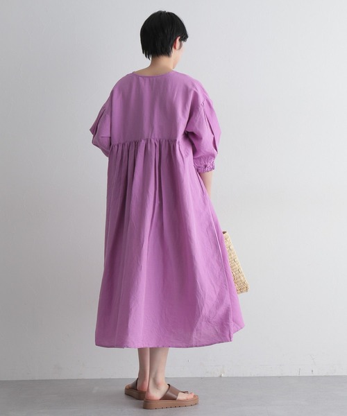 新品 Natural by studio CLIP 綿麻デニムコートワンピース 新品《Natural by clip》ナチュバイ 綿麻デニムコートワンピース