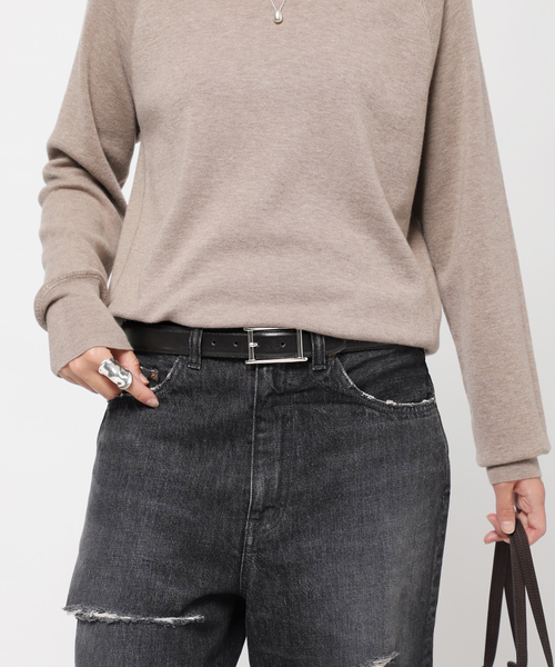 AP STUDIO(エーピーストゥディオ)の「*【ATELIER AMBOISE/アトリエ アンボワーズ】plate buckle belt (silver)(ベルト・レディース・ブラック・FREE)」の1枚目の写真