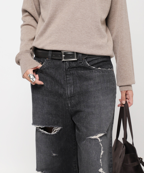 AP STUDIO(エーピーストゥディオ)の「*【ATELIER AMBOISE/アトリエ アンボワーズ】plate buckle belt (silver)(ベルト・レディース・ブラック・FREE)」の3枚目の写真
