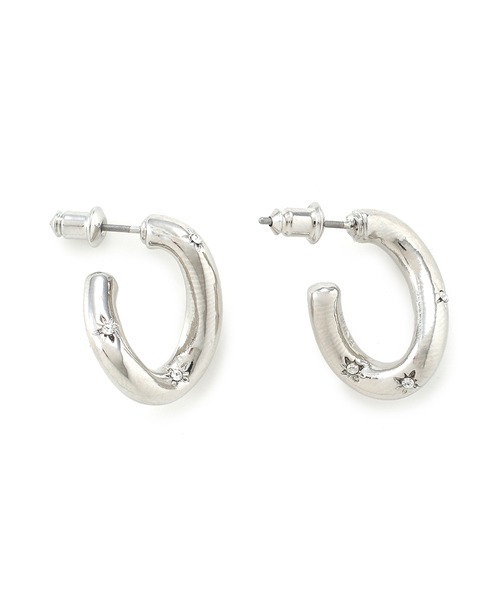 SNIDEL（スナイデル）の「ストーンフープピアス（ピアス（両耳用）・レディース・ゴールド/シルバー・FREE）」の2枚目の写真