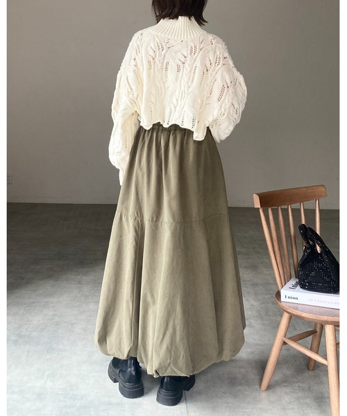 She's Closet(シーズクローゼット)の「タックAラインボリュームフレアロングバルーンスカート(スカート・レディース・カーキ/ブラック・FREE)」の13枚目の写真