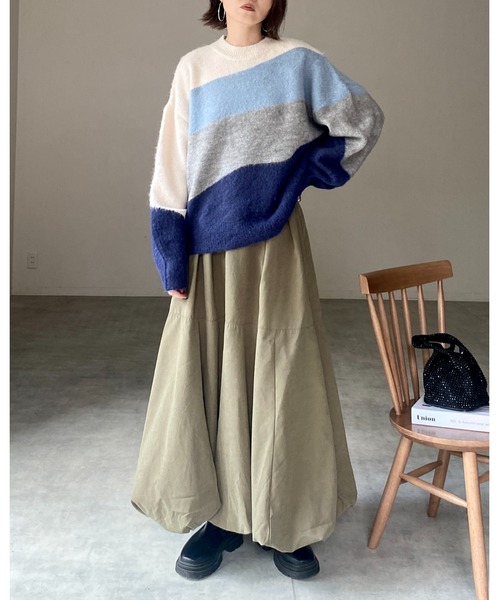 She's Closet(シーズクローゼット)の「タックAラインボリュームフレアロングバルーンスカート(スカート・レディース・カーキ/ブラック・FREE)」の15枚目の写真