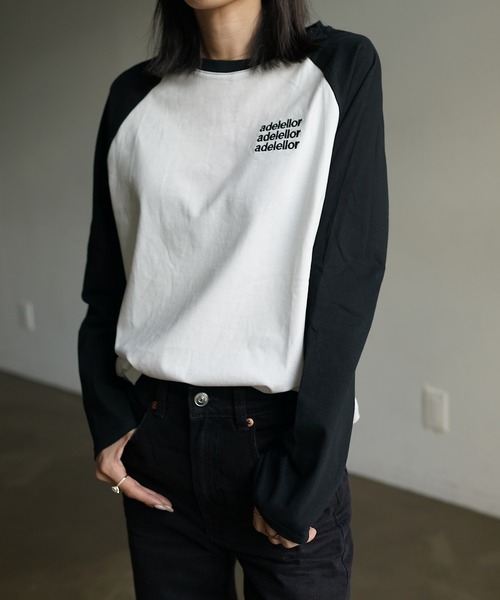 Mela(メラ)の「レター刺繍ラグランTEE(Tシャツ/カットソー・レディース・グリーン/ブラック/ブラウン/ネイビー・FREE)」の1枚目の写真