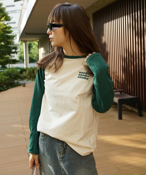 Mela(メラ)の「レター刺繍ラグランTEE(Tシャツ/カットソー・レディース・グリーン/ブラック/ブラウン/ネイビー・FREE)」の5枚目の写真