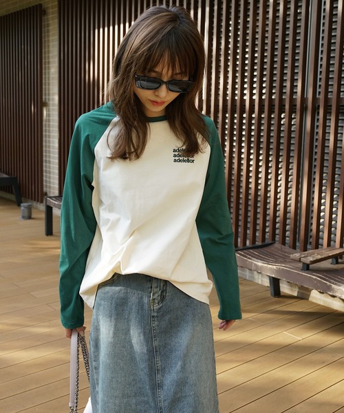 Mela(メラ)の「レター刺繍ラグランTEE(Tシャツ/カットソー・レディース・グリーン/ブラック/ブラウン/ネイビー・FREE)」の11枚目の写真