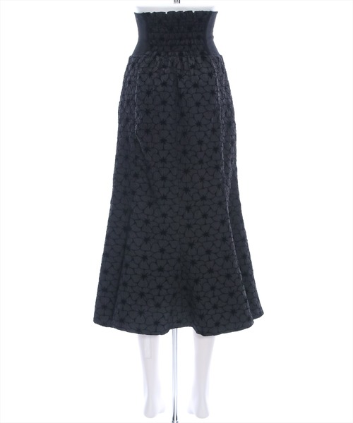 clear（クリア）の「ウエストリブ花柄ジャガードマーメイドスカート[低身長用サイズ有]（スカート・レディース・ブラック/アイボリー・M/S/XS）」の6枚目の写真