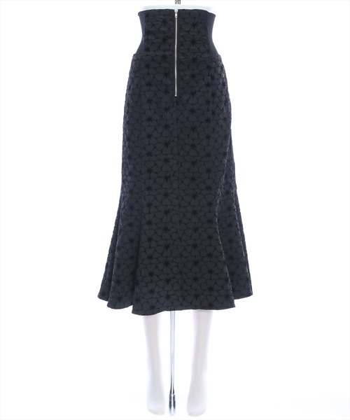 clear（クリア）の「ウエストリブ花柄ジャガードマーメイドスカート[低身長用サイズ有]（スカート・レディース・ブラック/アイボリー・M/S/XS）」の13枚目の写真