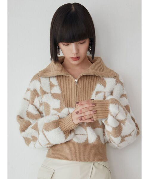 MURUA（ムルーア）の「フロントZIPフェザーニット（ニット/セーター・レディース・ブラック/ベージュ/ブルー・FREE）」の12枚目の写真