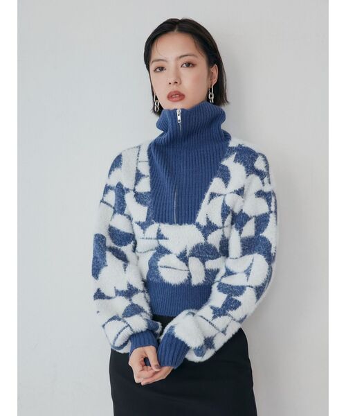 MURUA（ムルーア）の「フロントZIPフェザーニット（ニット/セーター・レディース・ブラック/ベージュ/ブルー・FREE）」の10枚目の写真