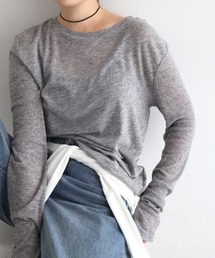 andme | テレコシアークルーネック長袖トップス(Tシャツ/カットソー)