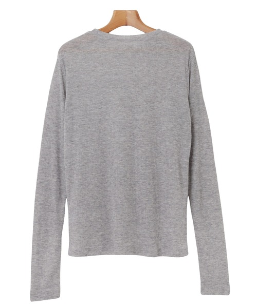 andme（アンドミー）の「テレコシアークルーネック長袖トップス（Tシャツ/カットソー・レディース・ブルー系/ボルドー/ブラック/アイボリー/グレー/イエロー/グレイッシュベージュ/ピンク・FREE）」の9枚目の写真