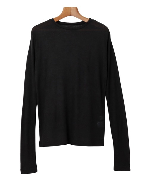 andme（アンドミー）の「テレコシアークルーネック長袖トップス（Tシャツ/カットソー・レディース・ブルー系/ボルドー/ブラック/アイボリー/グレー/イエロー/グレイッシュベージュ/ピンク・FREE）」の10枚目の写真