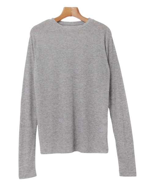 セール】テレコシアークルーネック長袖トップス（Tシャツ