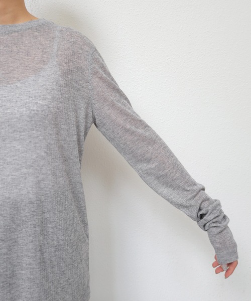 andme（アンドミー）の「テレコシアークルーネック長袖トップス（Tシャツ/カットソー・レディース・ブルー系/ボルドー/ブラック/アイボリー/グレー/イエロー/グレイッシュベージュ/ピンク・FREE）」の15枚目の写真