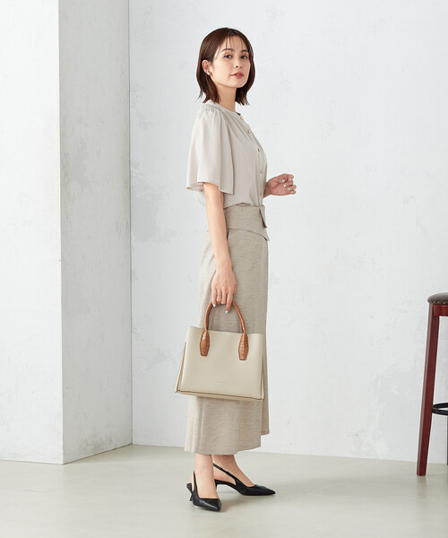 MONO　COMME CA（モノコムサ）の「型押しハンドルバッグ（ハンドバッグ・レディース・ベージュ/ブラック/モカ/ダークグレー・FREE）」の13枚目の写真