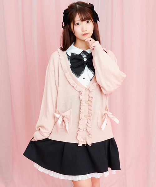Secret Honey(シークレットハニー)の「フリル付12Gカーディガン(カーディガン/ボレロ・レディース・ブラック/ピンク/オフホワイト/ワインレッド・FREE)」の3枚目の写真