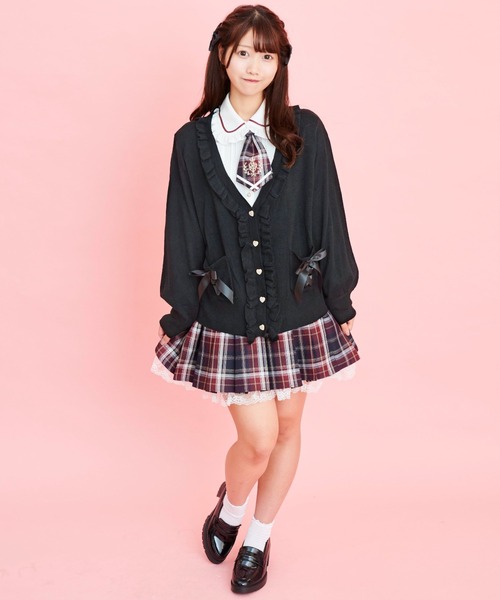 Secret Honey(シークレットハニー)の「フリル付12Gカーディガン(カーディガン/ボレロ・レディース・ブラック/ピンク/オフホワイト/ワインレッド・FREE)」の5枚目の写真