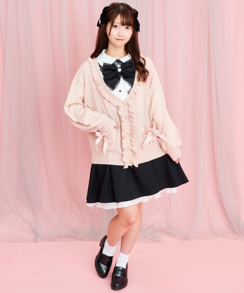 Secret Honey(シークレットハニー)の「フリル付12Gカーディガン(カーディガン/ボレロ・レディース・ブラック/ピンク/オフホワイト/ワインレッド・FREE)」の7枚目の写真