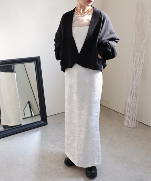 ULEULA（ウルア）の「ノーカラーカーディガン/リブトッパー（カーディガン/ボレロ・レディース・ブラック/ベージュ・FREE）」の13枚目の写真