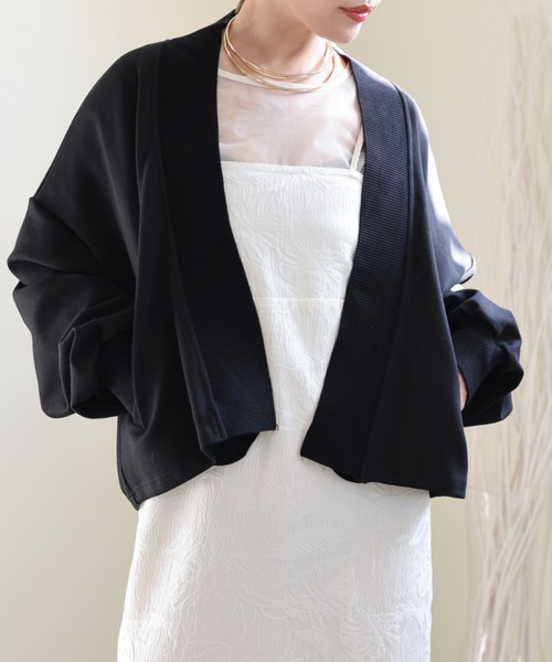 ULEULA（ウルア）の「ノーカラーカーディガン/リブトッパー（カーディガン/ボレロ・レディース・ブラック/ベージュ・FREE）」の15枚目の写真