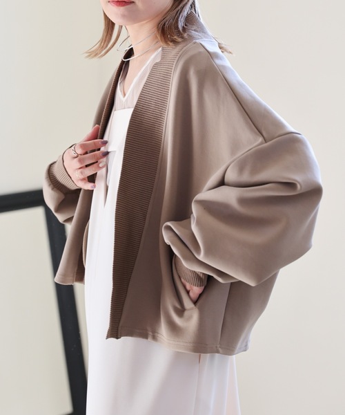 ULEULA（ウルア）の「ノーカラーカーディガン/リブトッパー（カーディガン/ボレロ・レディース・ブラック/ベージュ・FREE）」の16枚目の写真