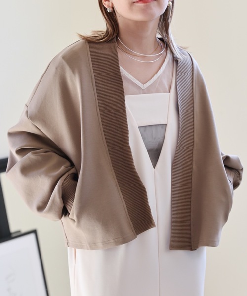 ULEULA（ウルア）の「ノーカラーカーディガン/リブトッパー（カーディガン/ボレロ・レディース・ブラック/ベージュ・FREE）」の20枚目の写真