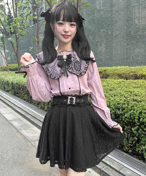 セール】セーラー衿ブローチ付きブラウス（シャツ/ブラウス