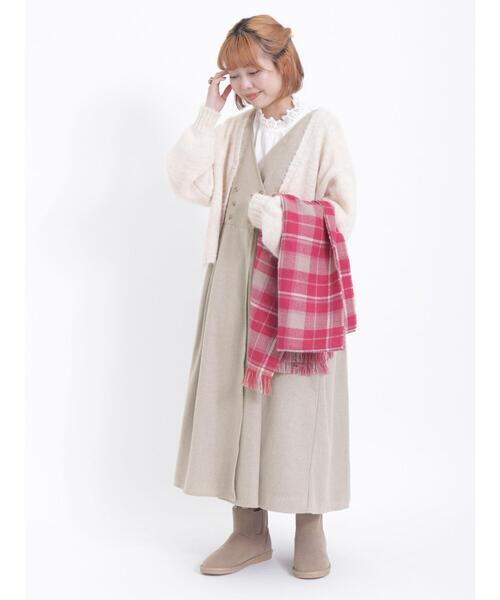 Samansa Mos2（サマンサ モスモス）の「リバーシブルチェックストール（ストール/ショール・レディース・レッド/ネイビー/ベージュ・F）」の17枚目の写真