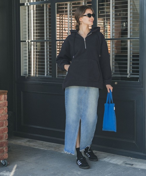 coca（coca）（コカ）の「ハーフジップボアパーカー（パーカー・レディース・ライトベージュ/チャコール・L/M）」の5枚目の写真