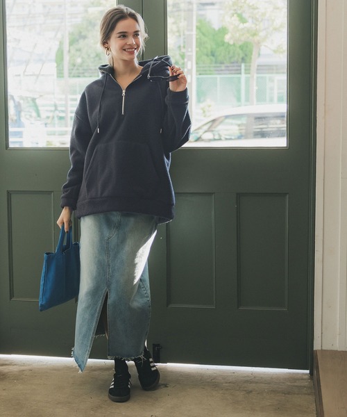 セール】ハーフジップボアパーカー（パーカー）｜coca（coca）（コカ