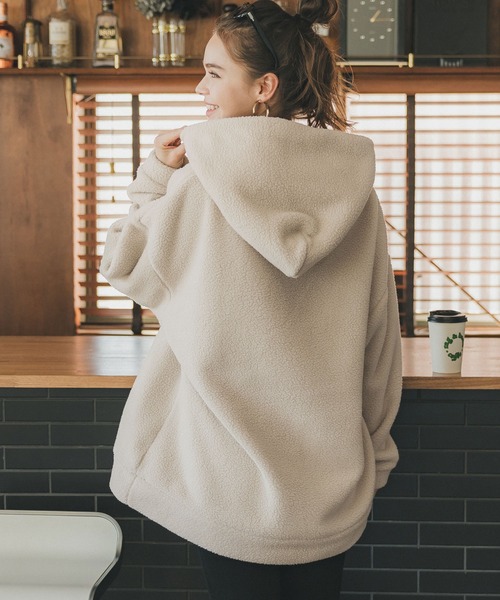 coca（coca）（コカ）の「ハーフジップボアパーカー（パーカー・レディース・ライトベージュ/チャコール・L/M）」の9枚目の写真