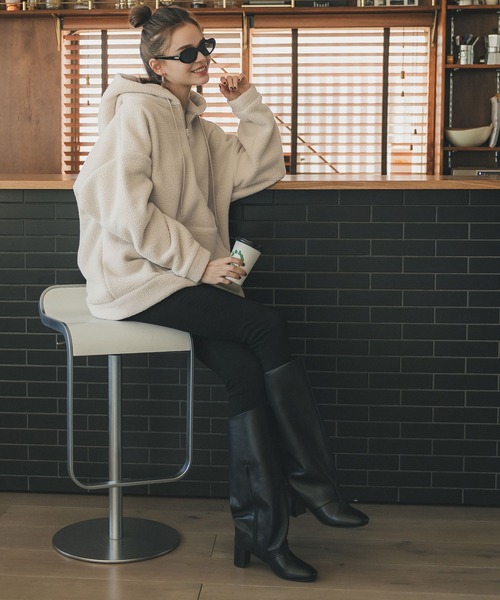 coca（coca）（コカ）の「ハーフジップボアパーカー（パーカー・レディース・ライトベージュ/チャコール・L/M）」の12枚目の写真