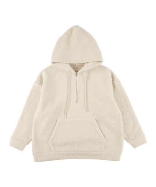 coca（coca）（コカ）の「ハーフジップボアパーカー（パーカー・レディース・ライトベージュ/チャコール・L/M）」の14枚目の写真