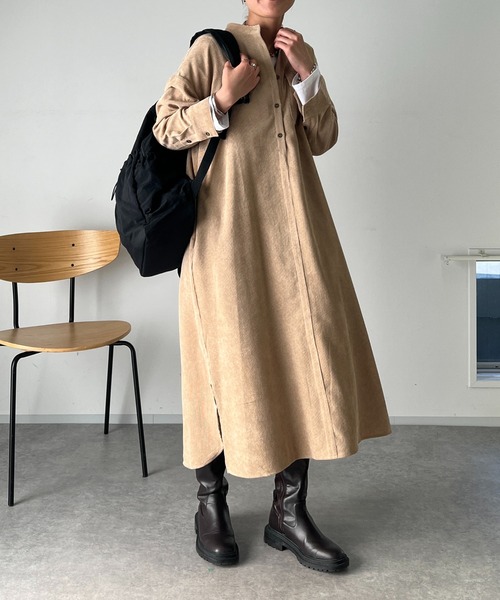 un dix cors(アンディコール)の「コーデュロイワンピース(ワンピース・レディース・ベージュ/ライトグレー/ブラック・FREE)」の8枚目の写真