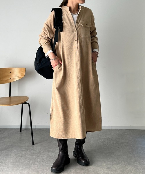 un dix cors(アンディコール)の「コーデュロイワンピース(ワンピース・レディース・ベージュ/ライトグレー/ブラック・FREE)」の7枚目の写真