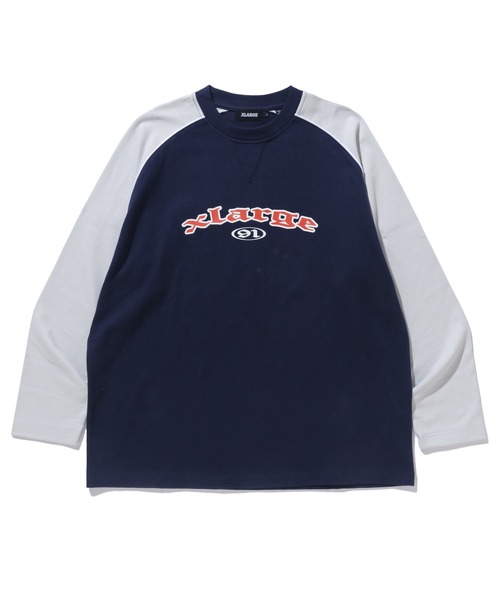 XLARGE(エクストララージ)の「TWO TONE HEAVYWEIGHT RAGLAN L/S TEE(Tシャツ/カットソー・メンズ・アッシュ/ブラック/ネイビー・M/S/XL/L)」の1枚目の写真