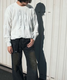 aimoha | aimoha men CREW NECK POINTELLE KNIT ポワントール編みニット (SS)(ニット/セーター)