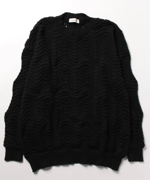 aimoha（アイモハ）の「aimoha men CREW NECK POINTELLE KNIT ポワントール編みニット (SS)（ニット/セーター・メンズ・オフホワイト/ブラック・XXX-LARGE/LARGE/MEDIUM/XX-LARGE/X-LARGE）」の16枚目の写真