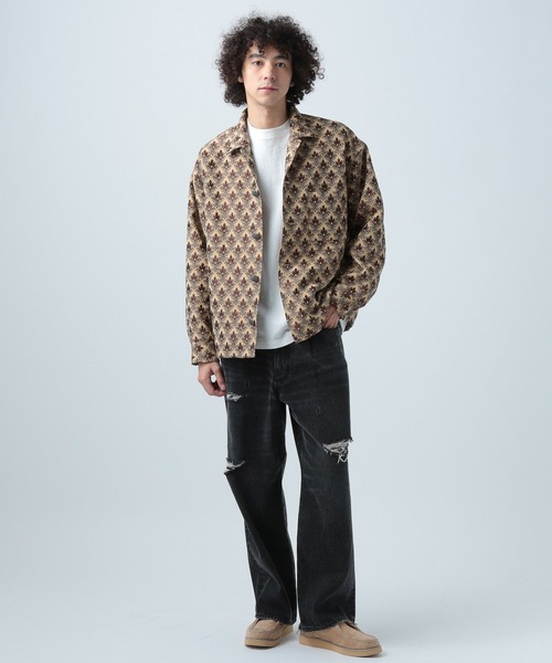 BAYFLOW(ベイフロー)の「パターンシャツジャケット(その他アウター・メンズ・ブラック/ベージュ・MEDIUM/LARGE)」の4枚目の写真